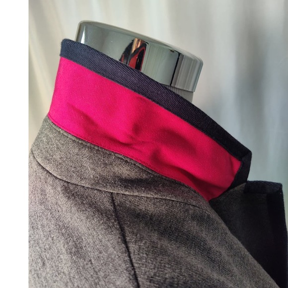 Gap the academy blazer dark heather gray navy trim crest button pink details - Picture 4 of 11